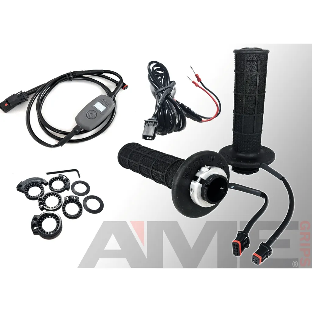 AME Full Waffle Lock-On Moto Heated Grips