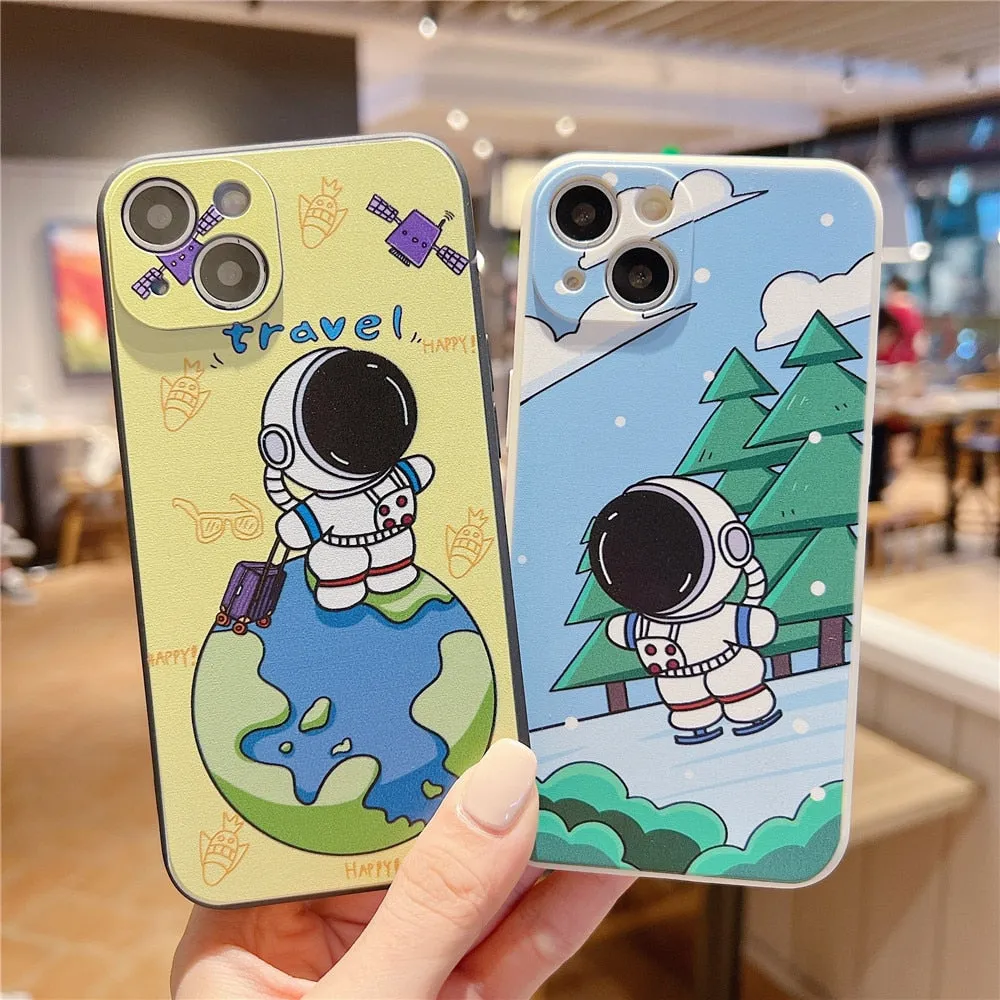 Anymob iPhone Blue Astronaut Case Cartoon Soft Cover