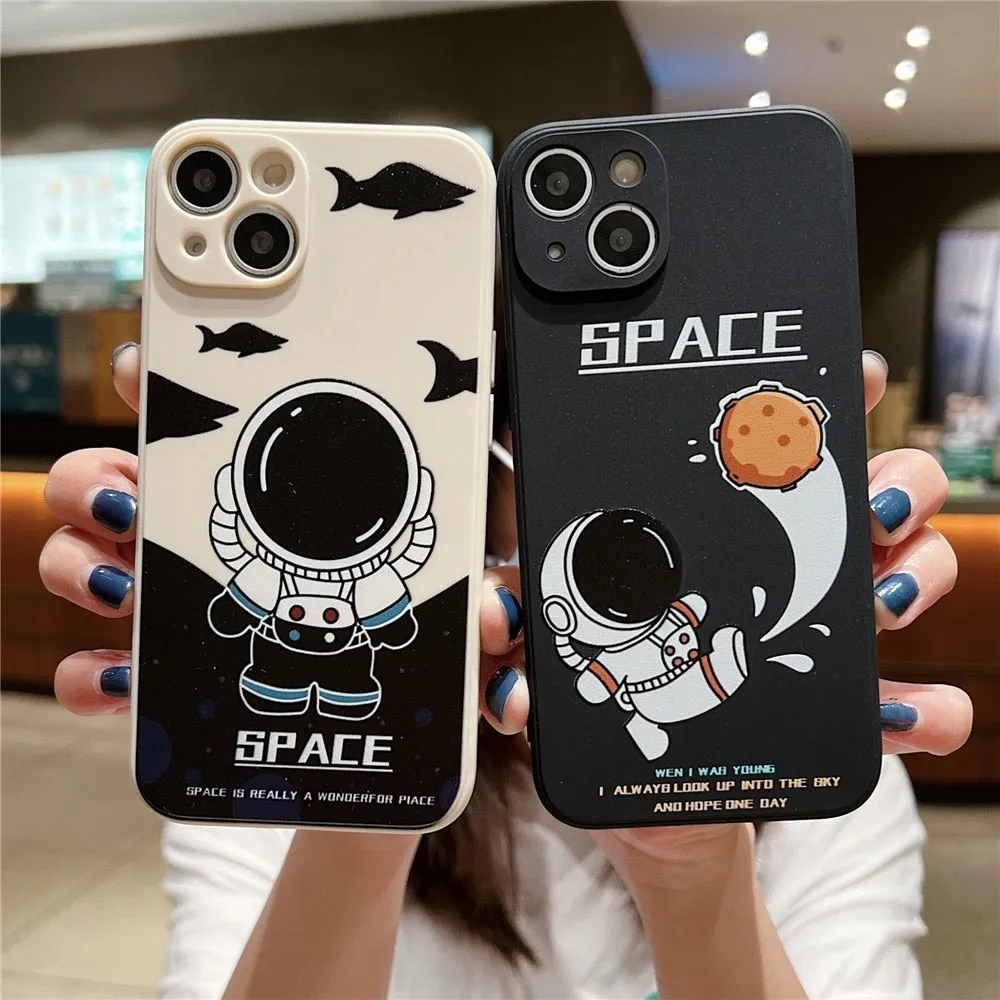 Anymob iPhone Blue Astronaut Case Cartoon Soft Cover