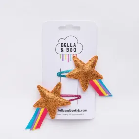 Bella & Boo Bronze Rainbow Stars Hair Clips