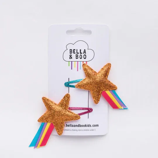 Bella & Boo Bronze Rainbow Stars Hair Clips