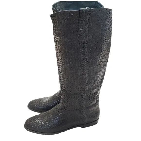 Cole Haan Woven Leather Knee Boots - 5.5