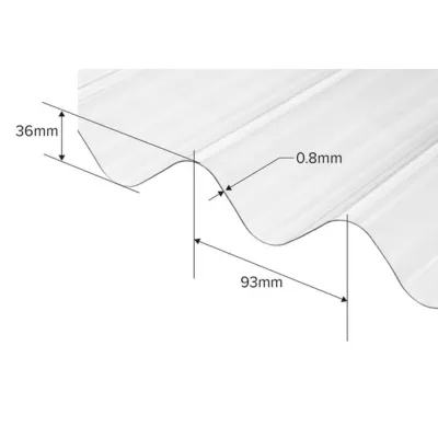 Corrugated PVC Roofing Sheet Clear 2m x 950mm x 0.8mm