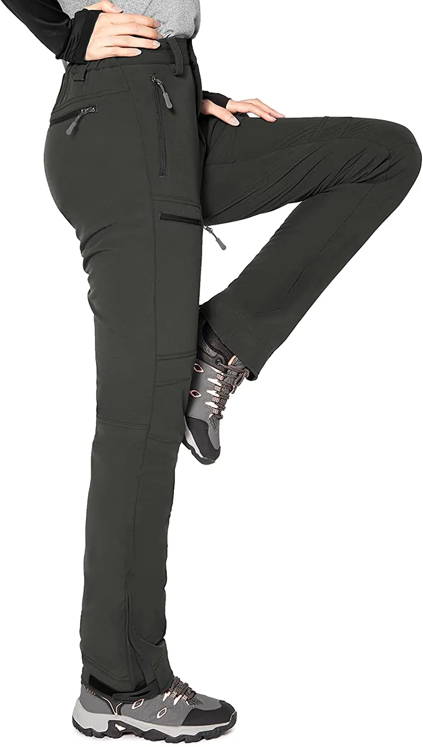 Cycorld Women's-Softshell-Ski-Snow-Pants,Fleece-Lined Winter-Hiking-Cargo-Pants, Work Outdoor Snowboarding Pants