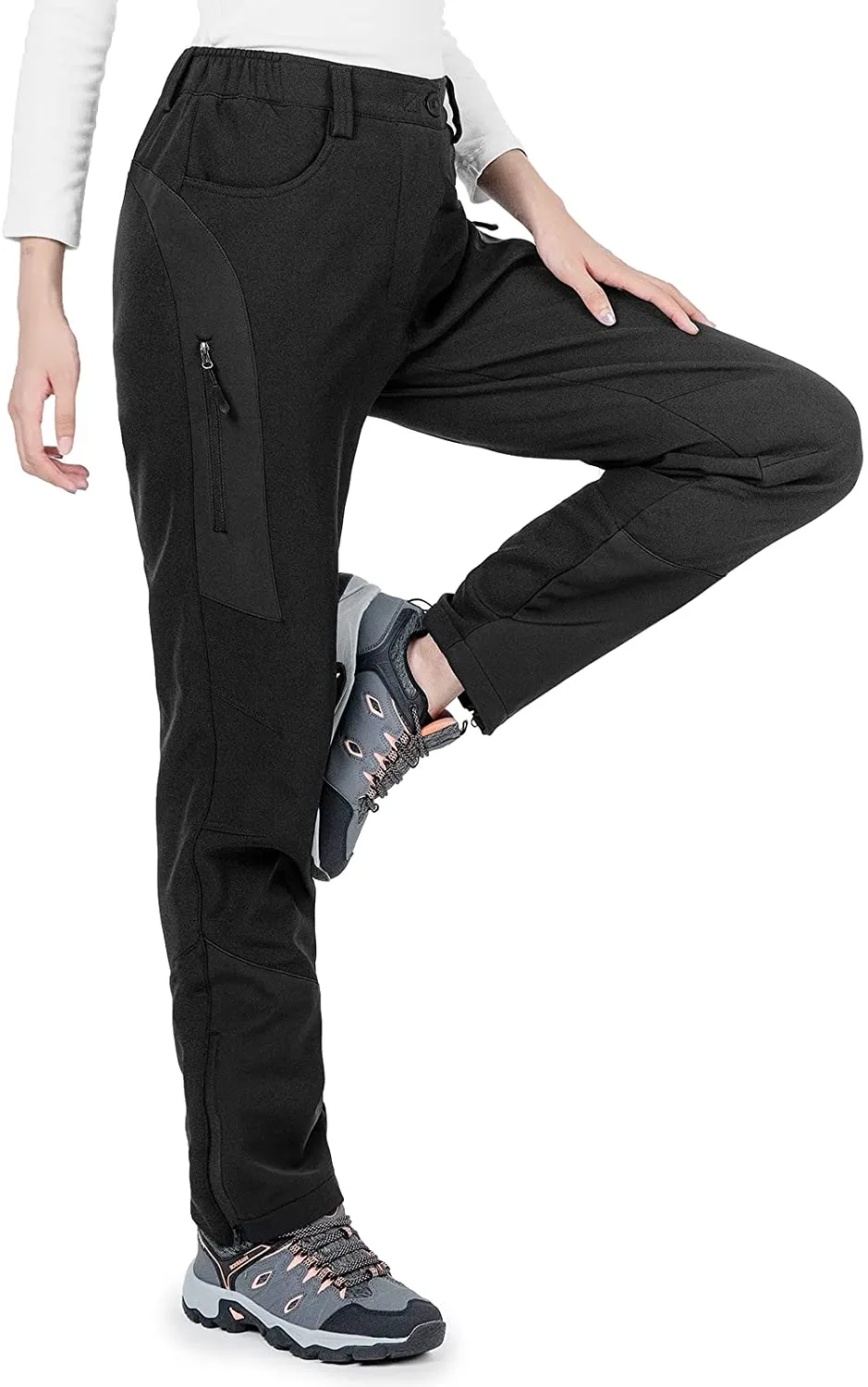 Cycorld Women's-Softshell-Ski-Snow-Pants,Fleece-Lined Winter-Hiking-Cargo-Pants, Work Outdoor Snowboarding Pants