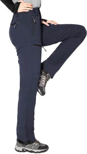 Cycorld Women's-Softshell-Ski-Snow-Pants,Fleece-Lined Winter-Hiking-Cargo-Pants, Work Outdoor Snowboarding Pants