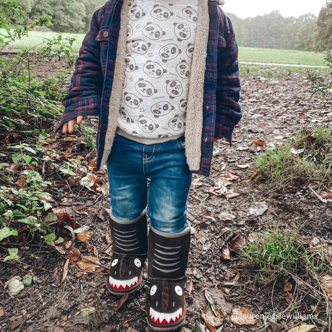 EMU Kids Little Creatures Brown Dinosaur Wool  Boot