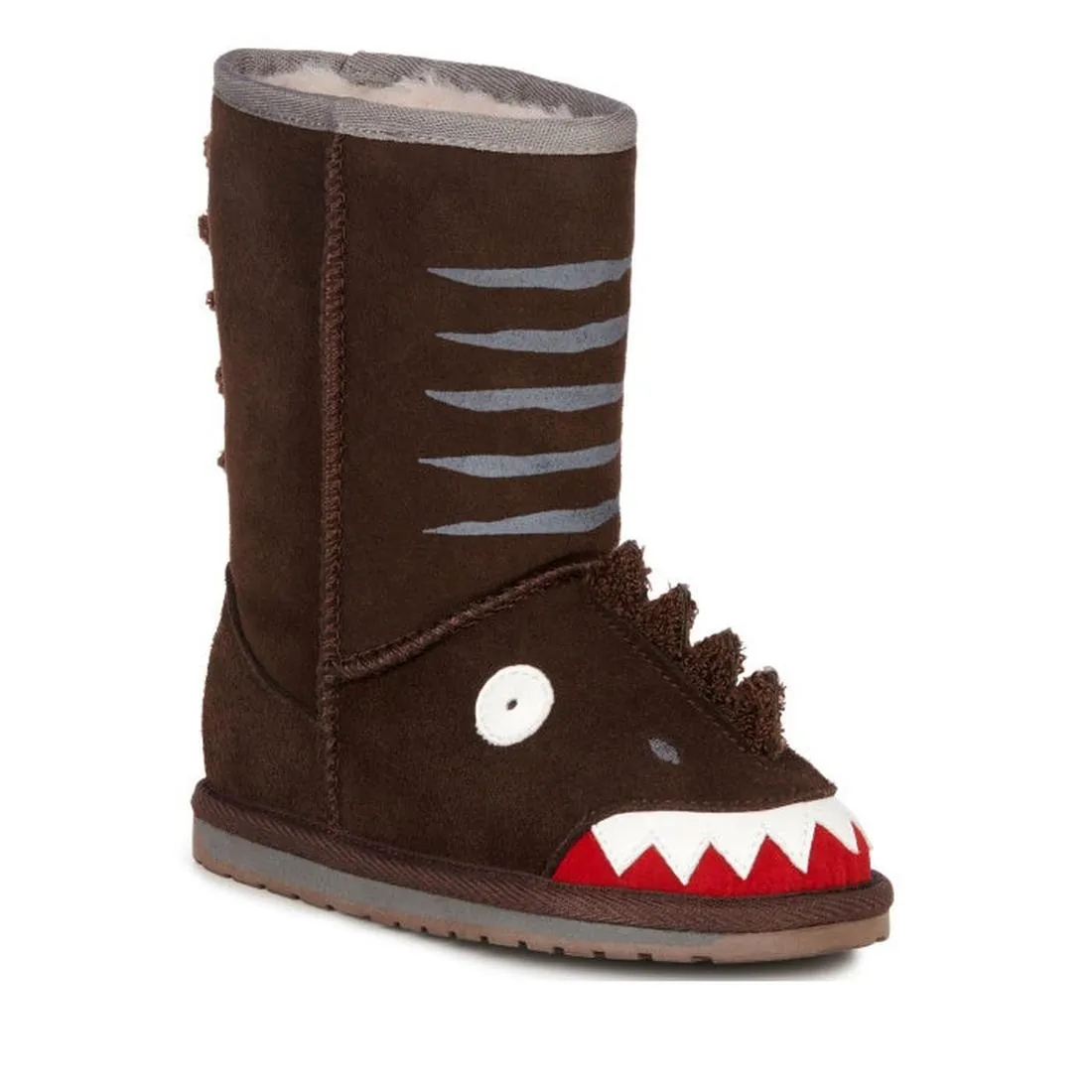 EMU Kids Little Creatures Brown Dinosaur Wool  Boot