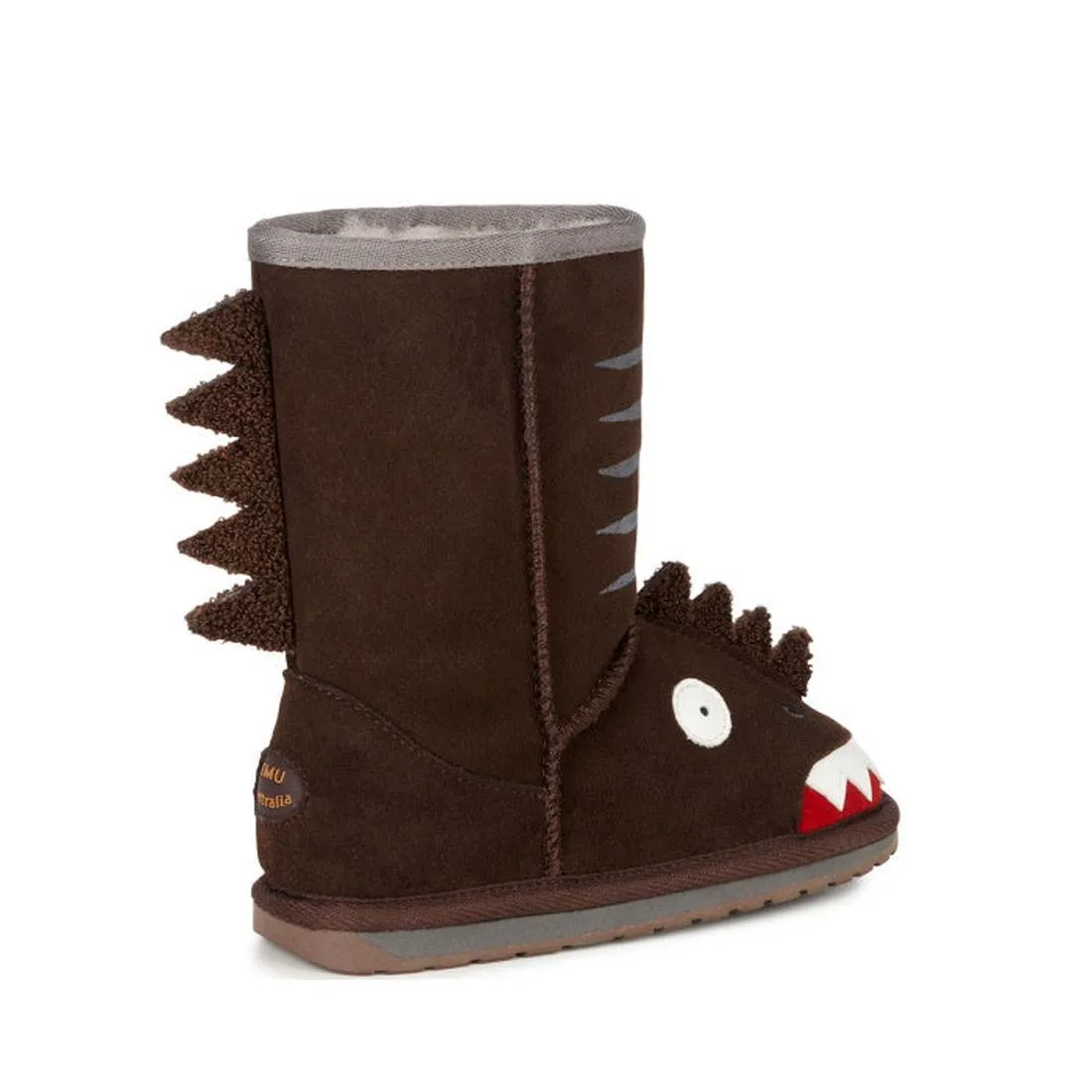 EMU Kids Little Creatures Brown Dinosaur Wool  Boot