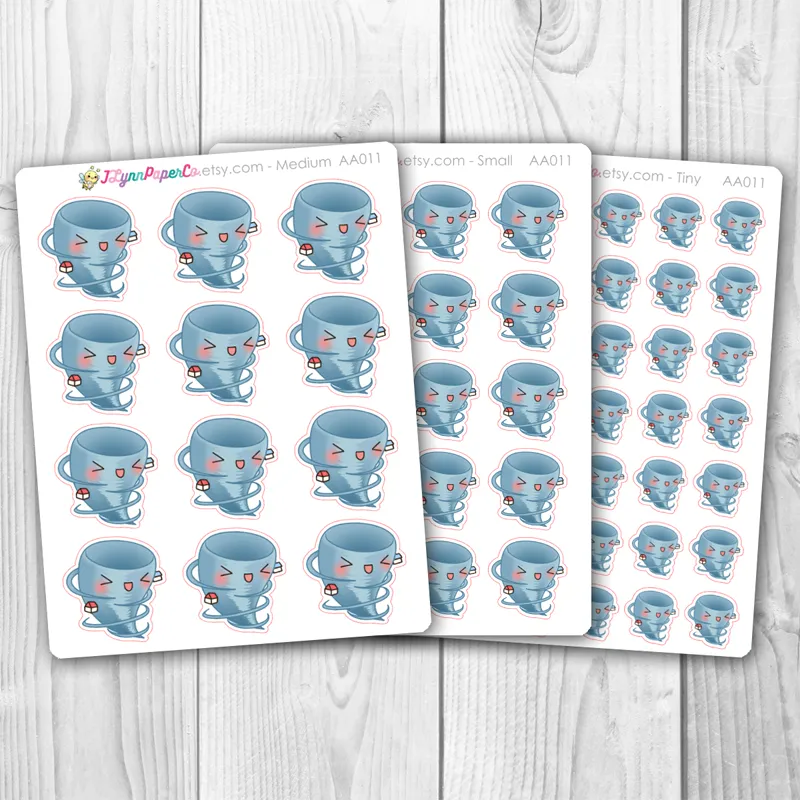 Kawaii Tornado Weather Stickers | AA011