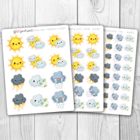 Kawaii Weather Stickers | AA001