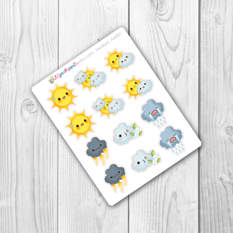 Kawaii Weather Stickers | AA001