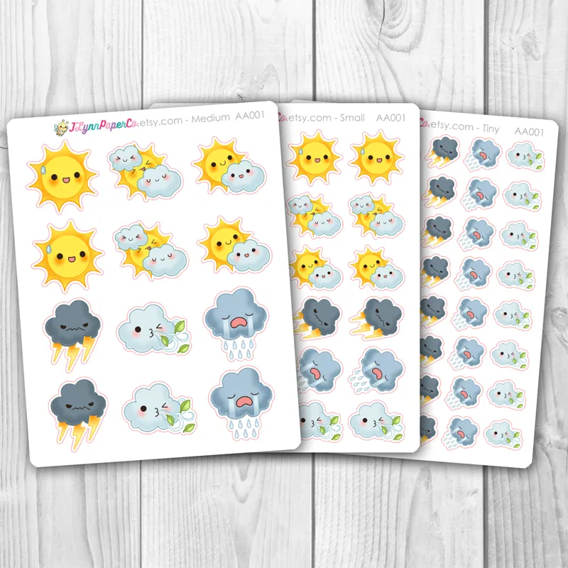 Kawaii Weather Stickers | AA001