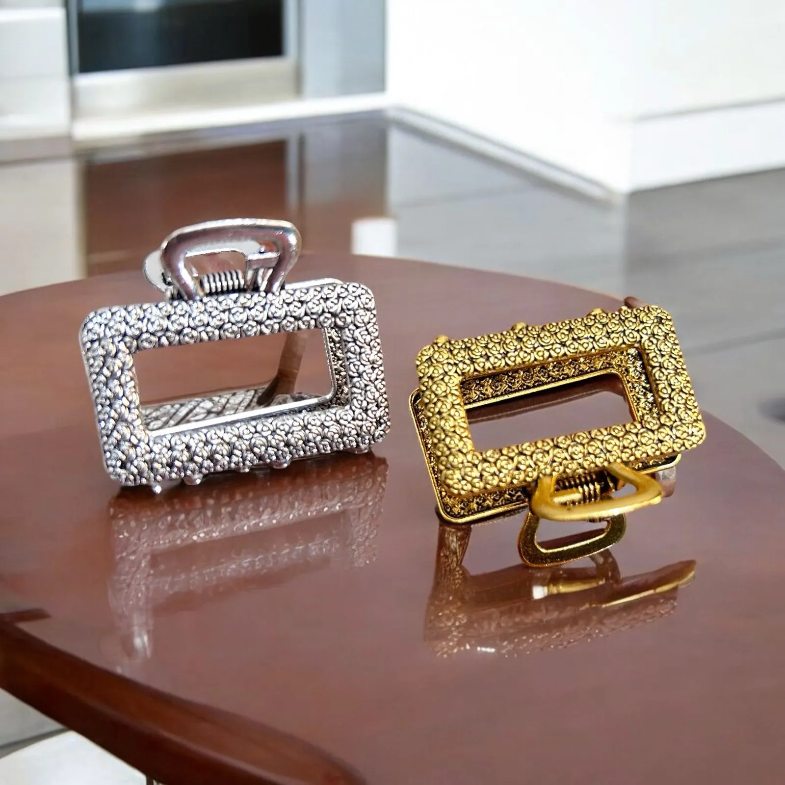 Metal Rectangular Hair Claw Clips for Women