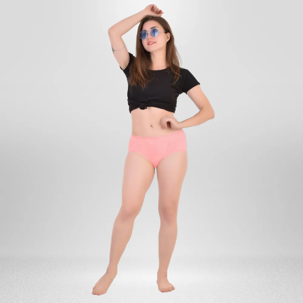 Midi Panty | Women Under Wear | Comfortable | Soft | Set of 2 | Peach & Black
