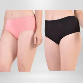 Midi Panty | Women Under Wear | Comfortable | Soft | Set of 2 | Peach & Black