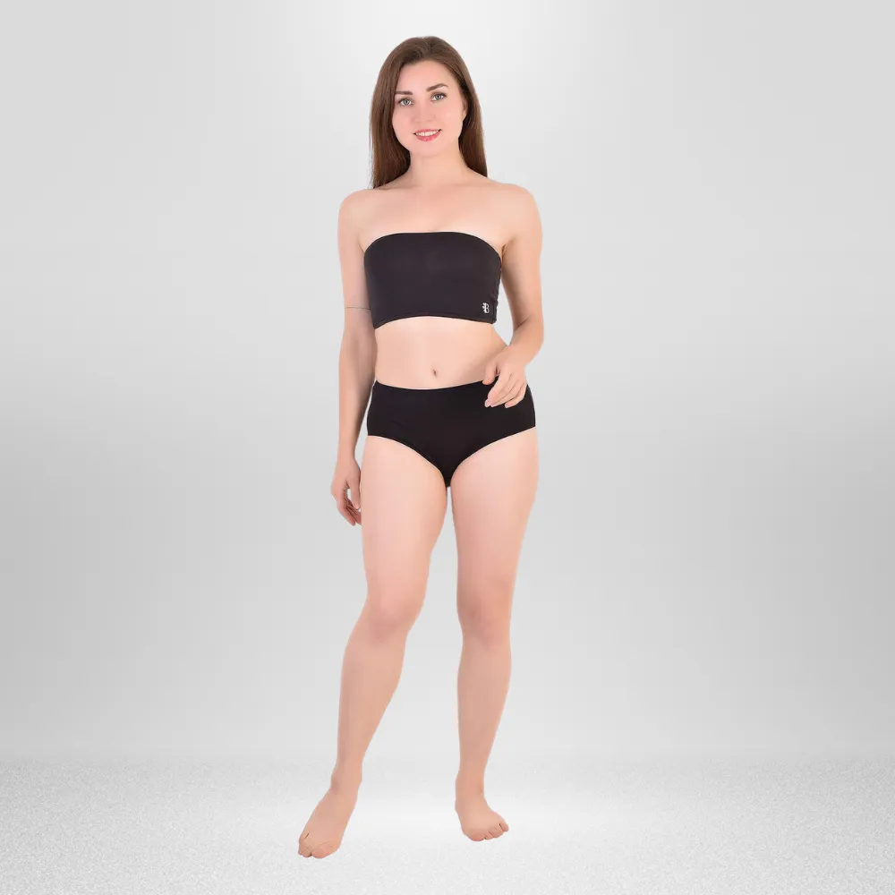 Midi Panty | Women Under Wear | Comfortable | Soft | Set of 2 | Peach & Black