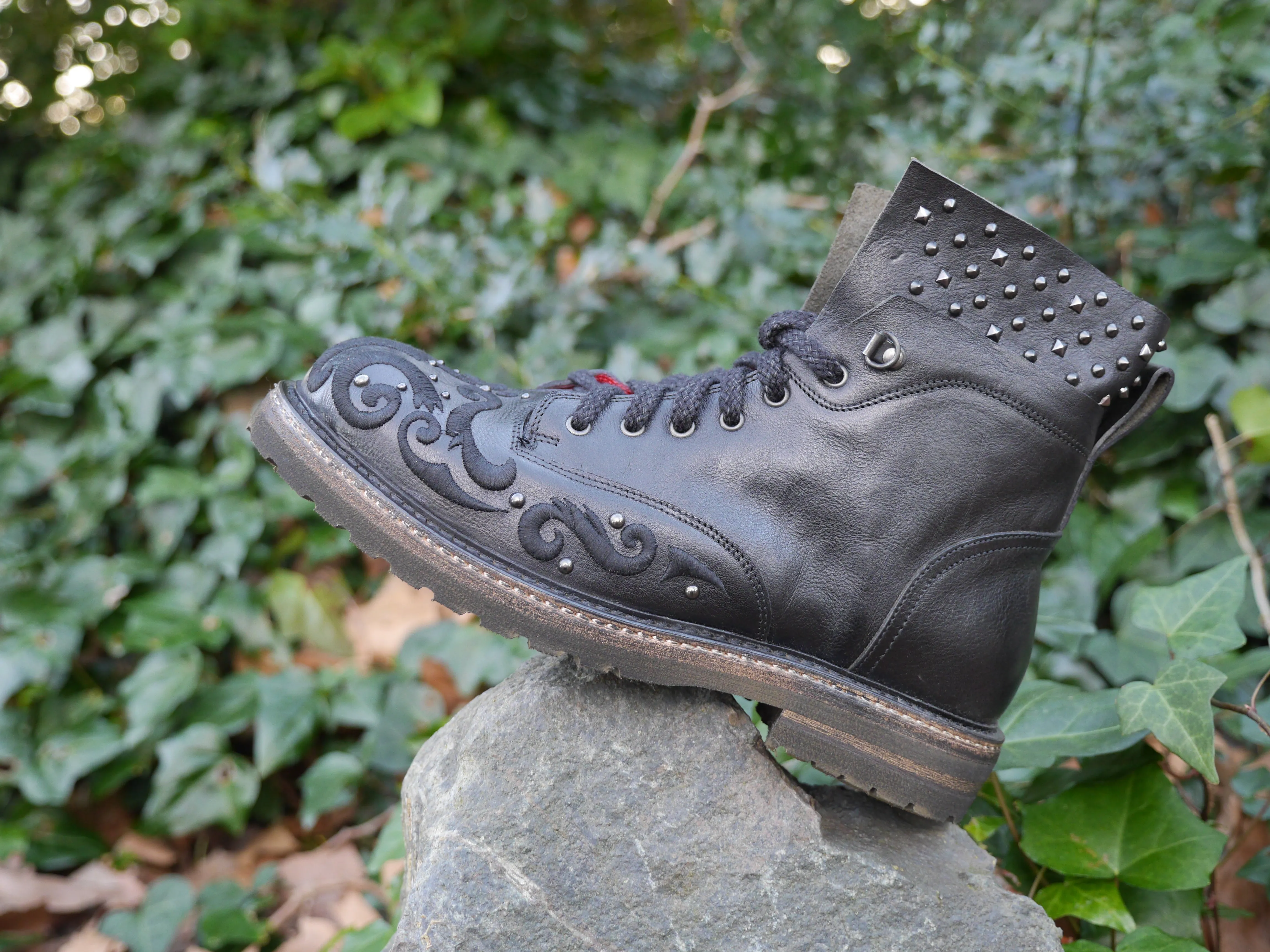 S6101- Embroidered Military Boot With Studs