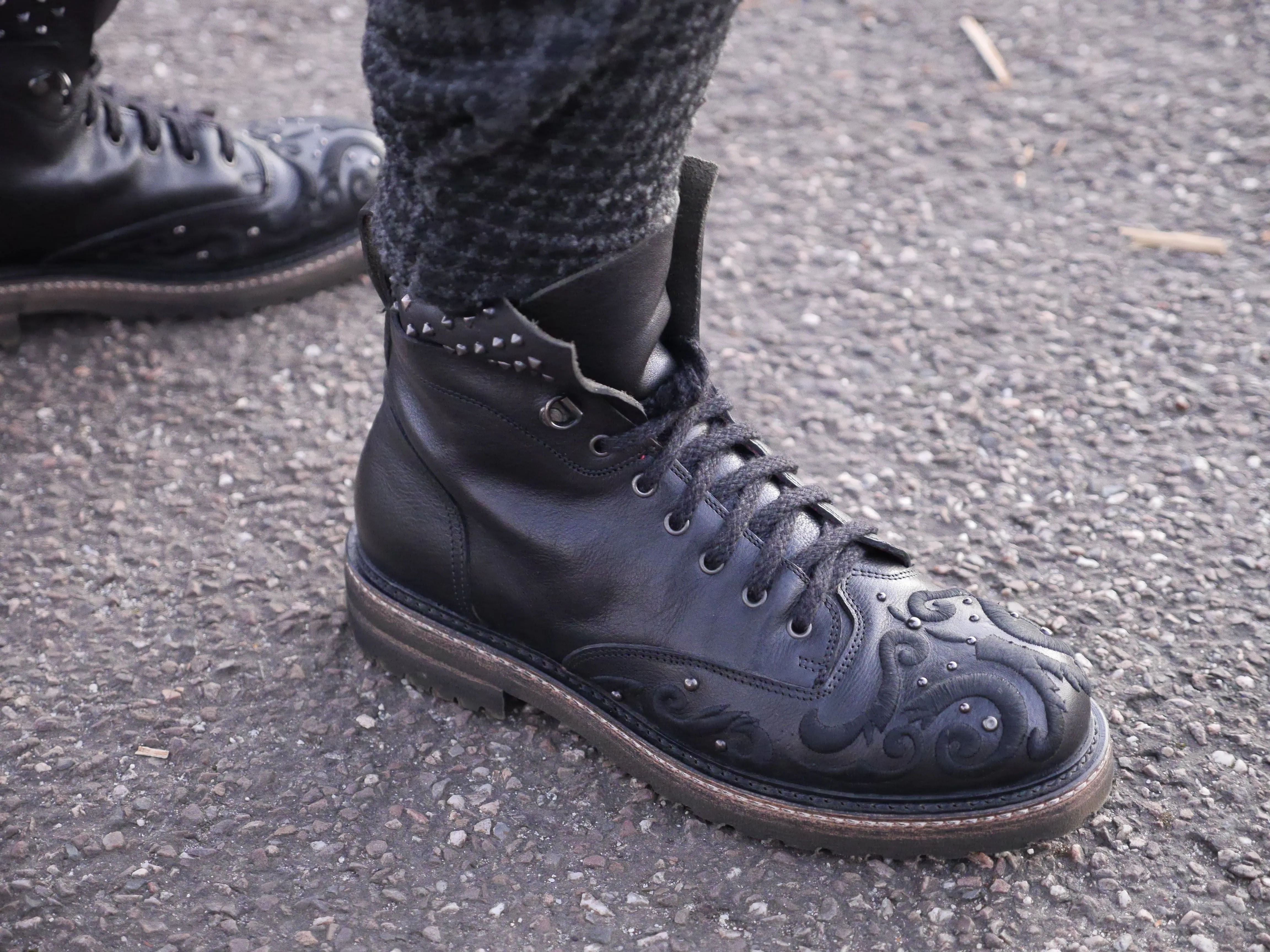 S6101- Embroidered Military Boot With Studs