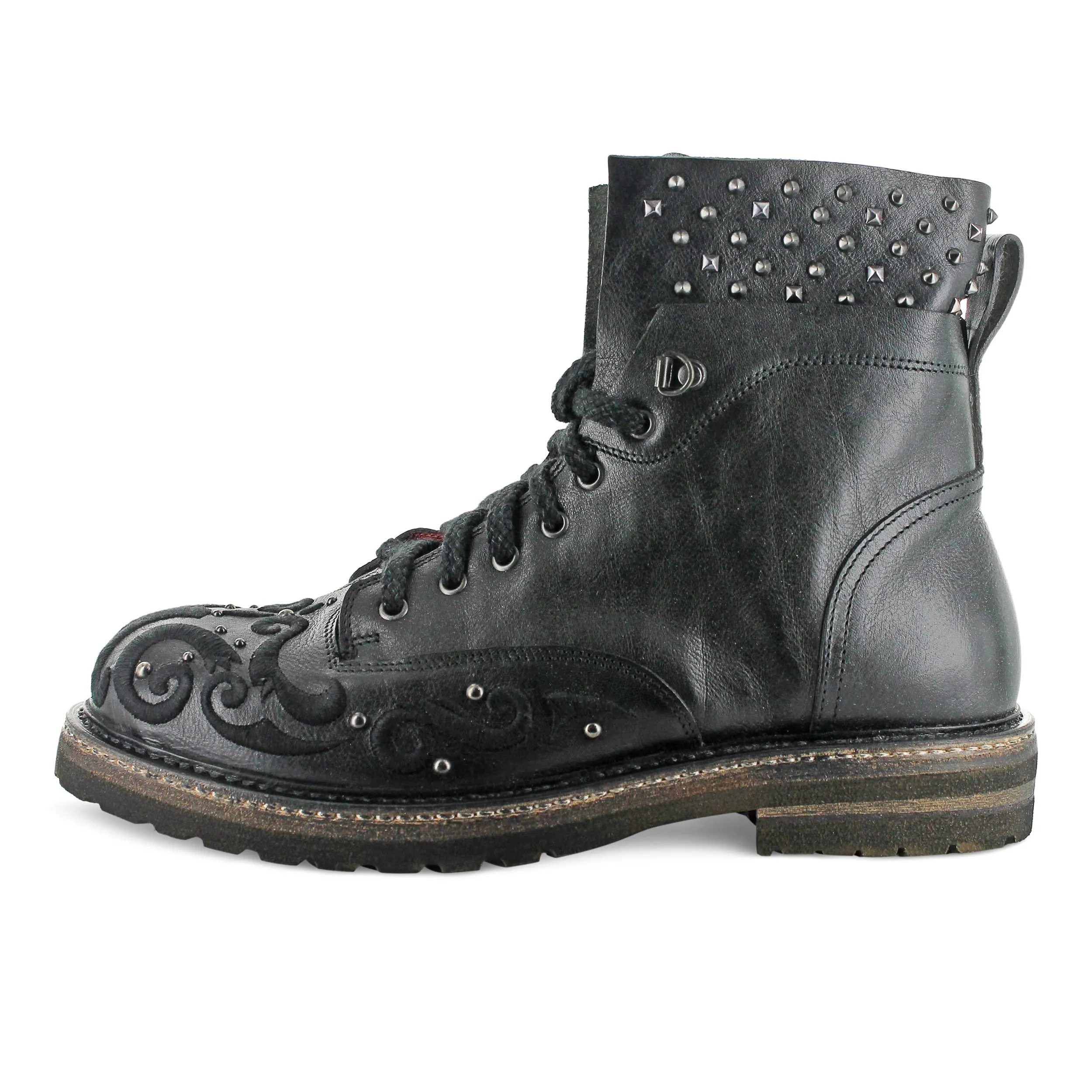 S6101- Embroidered Military Boot With Studs