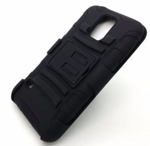 Samsung Galaxy Note 4 Case, Full Body Armor [Built-in Kickstand] Hybrid Tri-Layer Holster Clip Case Cover - Black