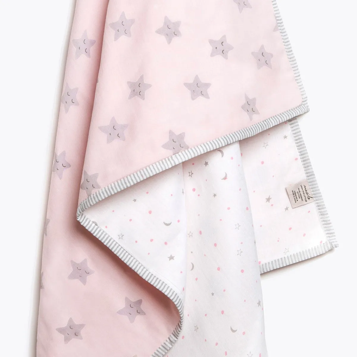Sleepy Star Pink Soft Dohar Blanket For Babies | Cotton | 42" x 42"