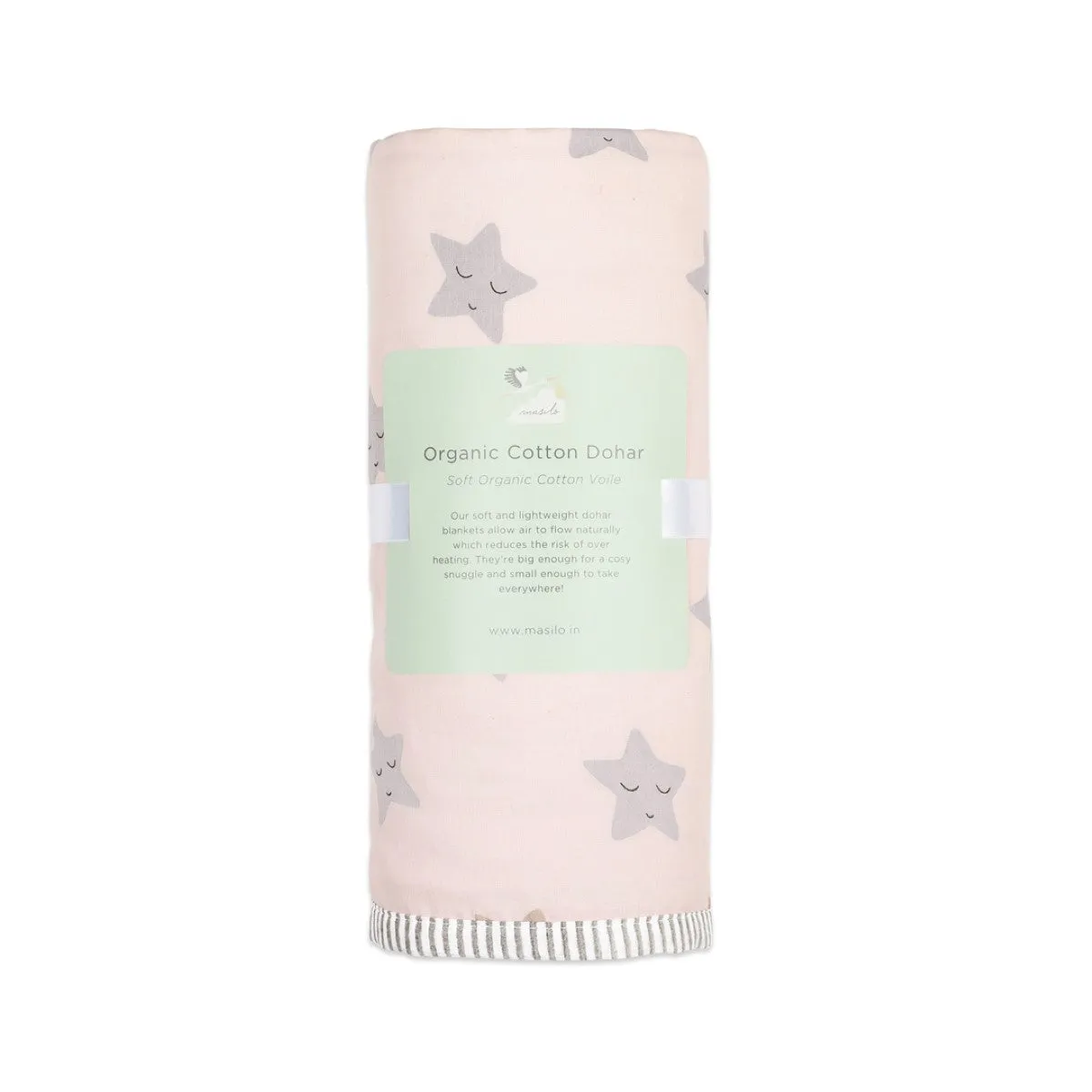 Sleepy Star Pink Soft Dohar Blanket For Babies | Cotton | 42" x 42"