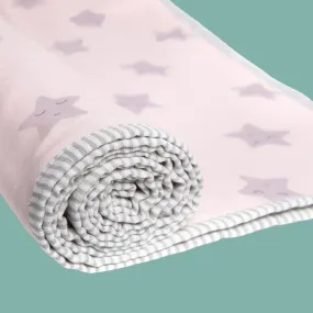 Sleepy Star Pink Soft Dohar Blanket For Babies | Cotton | 42" x 42"